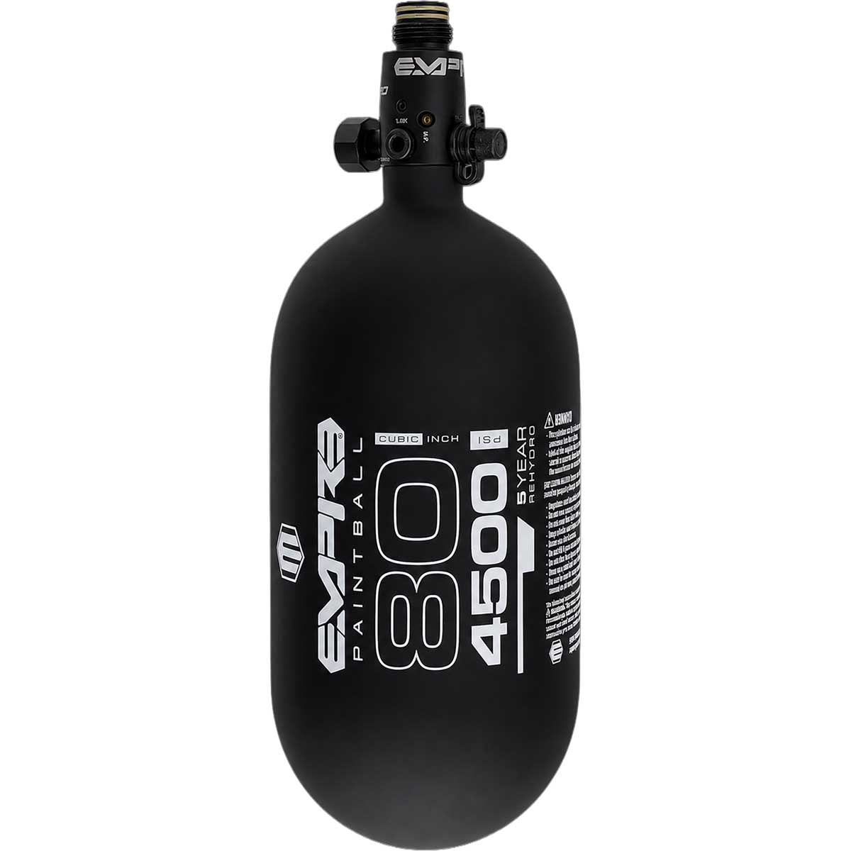 Empire Ultra Lite Carbon Fiber Air Tank 80ci 4500psi Black/White w FLO Pro Reg