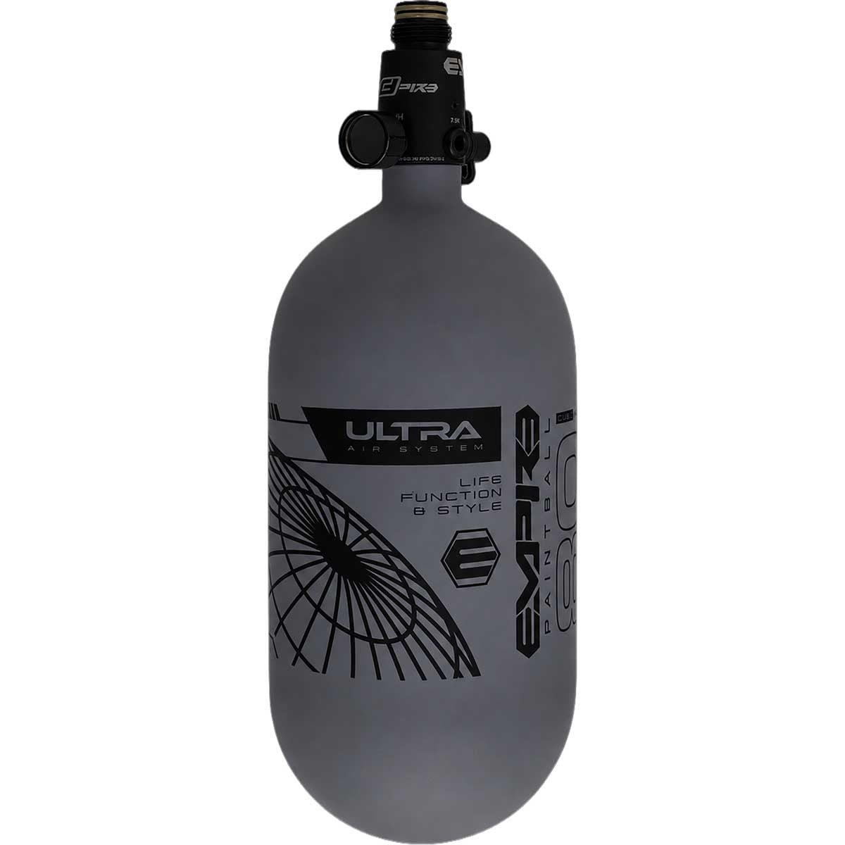 Alternate view Empire Ultra Lite Carbon Fiber Air Tank 80ci 4500psi Grey/Black w FLO Pro Reg