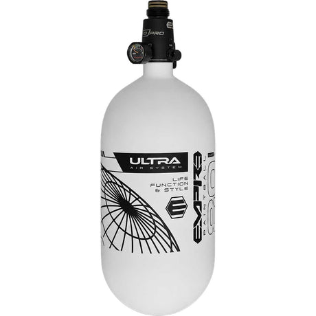 Empire Ultra Lite Carbon Fiber Air Tank 80ci 4500psi White/Black w FLO Pro Reg