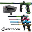 Collection of Empire Axe Redline paintbal markers with a focus on design and color, featuring a Halo Pro loader on a white background.
