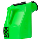 Rear view lime green plastic HK Army Reload Paintball Hauler Caddy for loading paintballs into pods and hoppers.