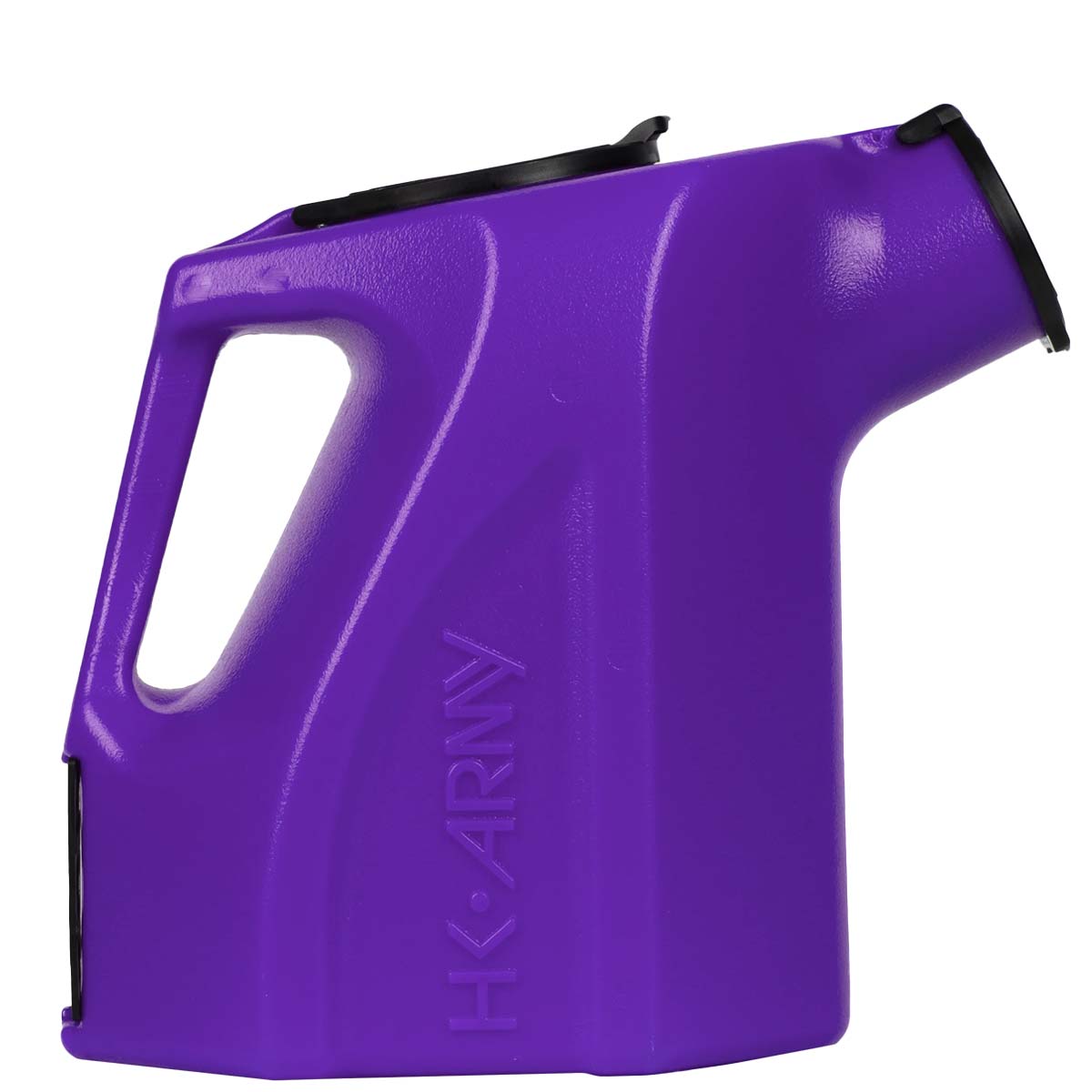 Side view purple plastic HK Army Reload Paintball Hauler Caddy for loading paintballs into pods and hoppers.
