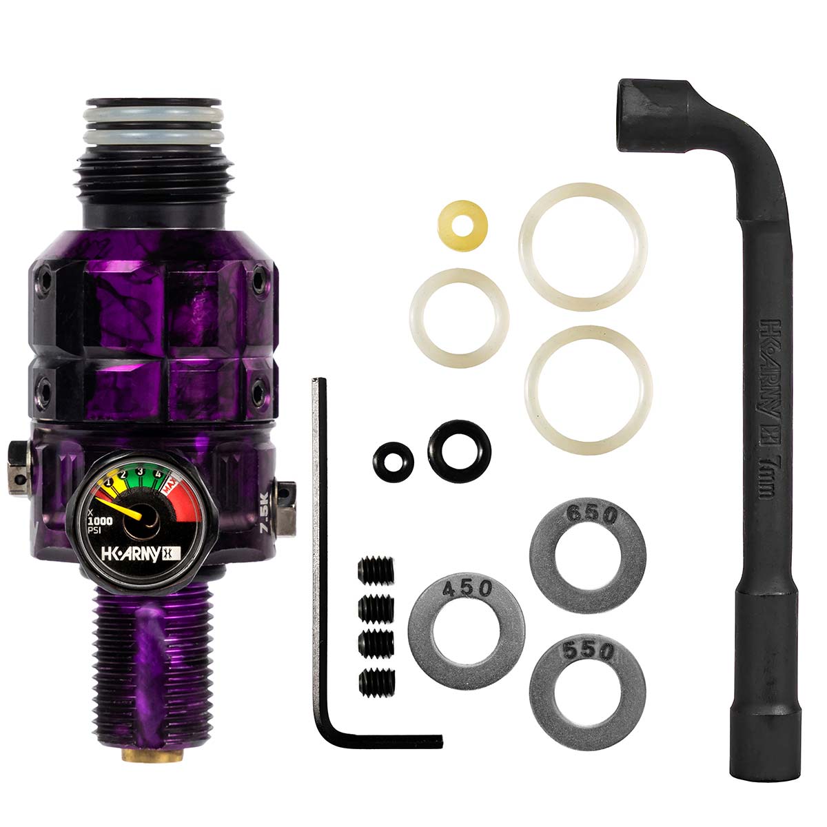 HK Army Turbine Pro Air Tank Regulator purple marble with spare parts and tool