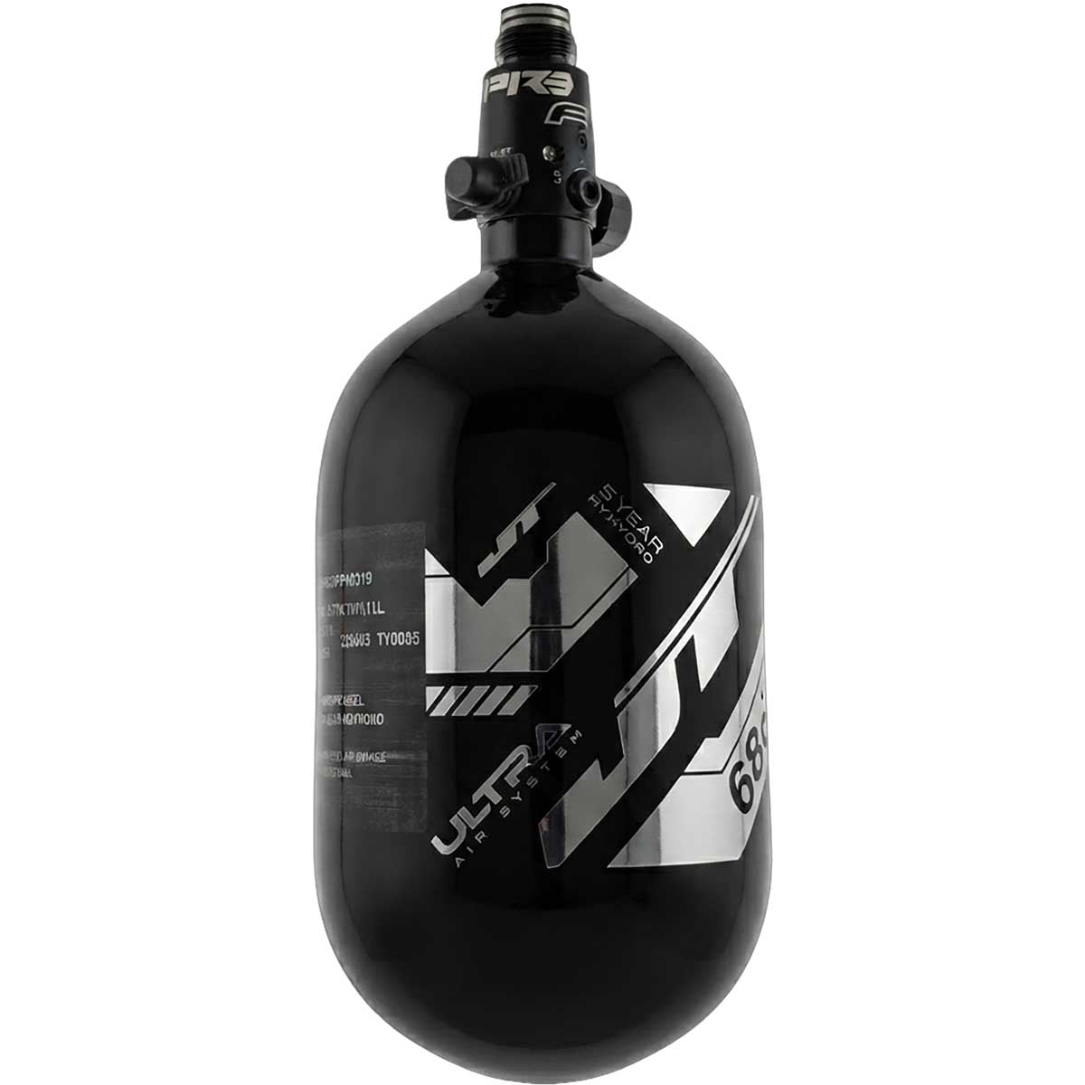 JT Ultra Lite Carbon Fiber Air Tank 68ci 4500psi Black/Chrome w FLO Pro Reg