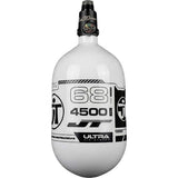 Side view of the JT Ultra Lite Carbon Fiber Air Tank 68ci 4500psi White/Black w FLO Pro Reg