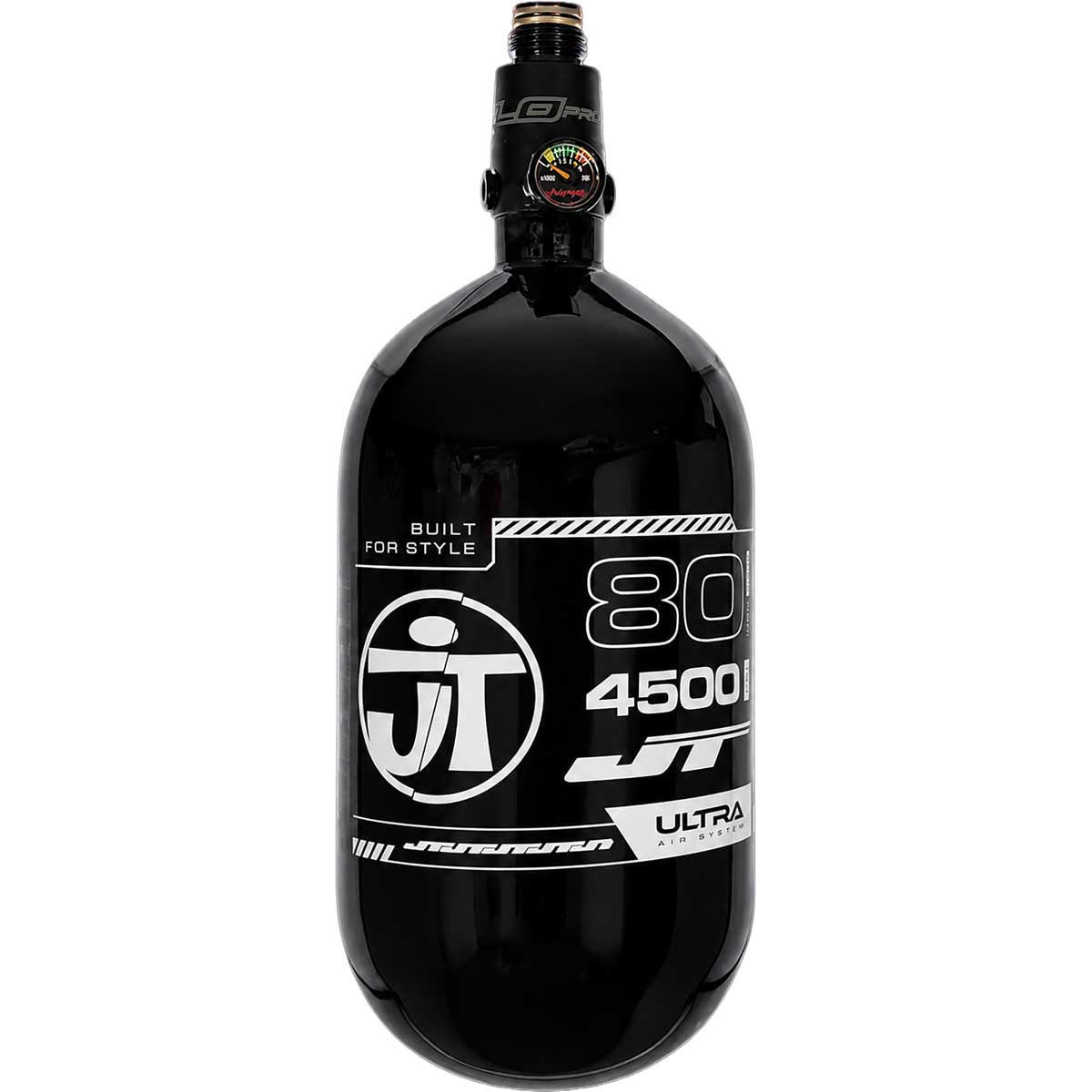 JT Ultra Lite Carbon Fiber Air Tank 80ci 4500psi Black/White w FLO Pro Reg