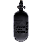 Side view of the JT Ultra Lite Carbon Fiber Air Tank 80ci 4500psi Grey/Black w FLO Pro Reg