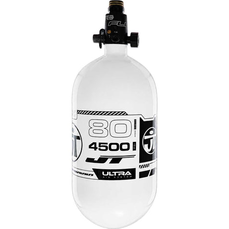Alternate view of the JT Ultra Lite Carbon Fiber Air Tank 80ci 4500psi White/Black w FLO Pro Reg