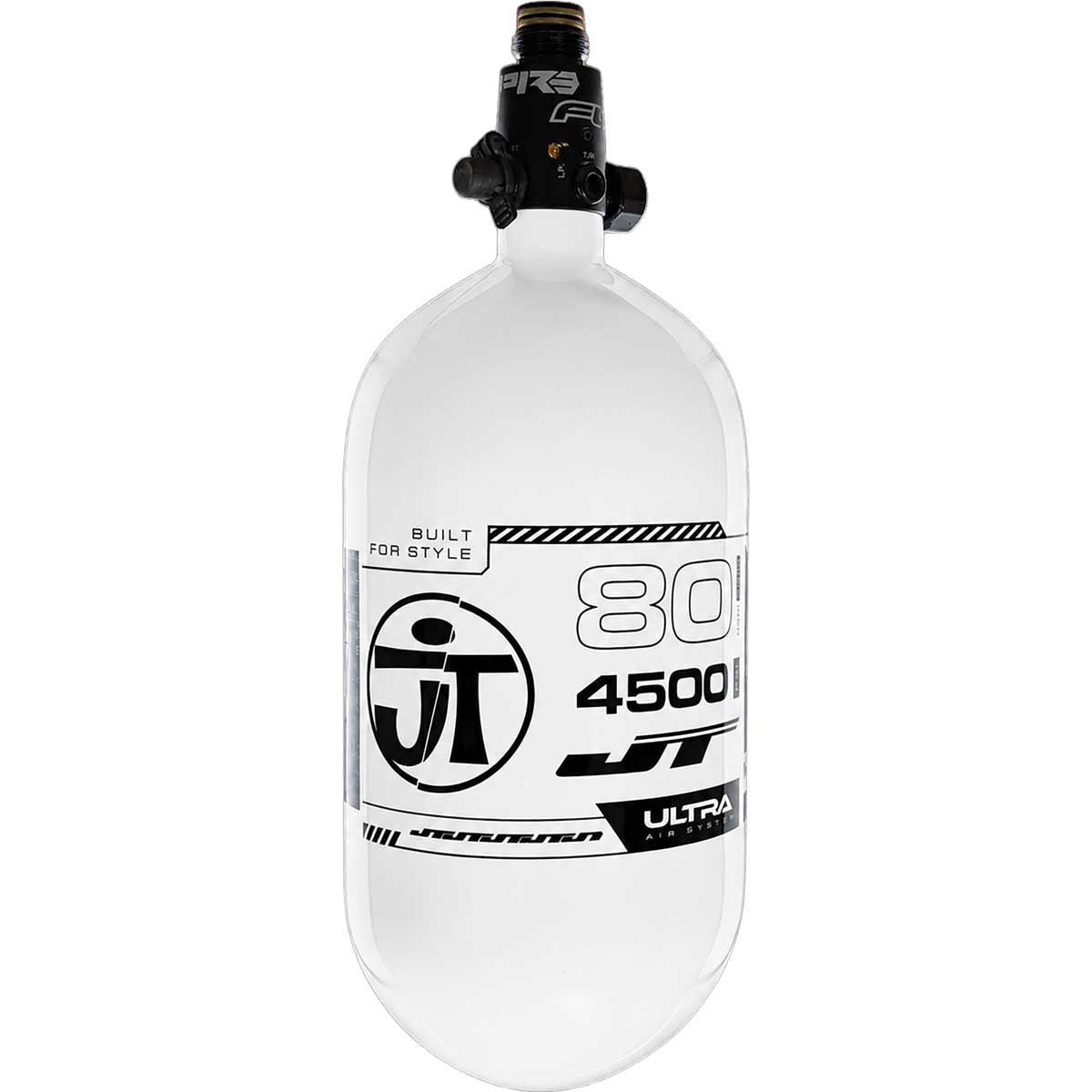 JT Ultra Lite Carbon Fiber Air Tank 80ci 4500psi White/Black w FLO Pro Reg