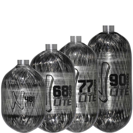 Ninja Lite 4500psi Carbon Fiber Grey Ghost Tanks in 48ci, 68ci, 77ci, and 0ci with no regulator