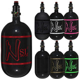 Ninja SL3 68ci 4500psi Paintball Air Tanks showing all colors with regulator