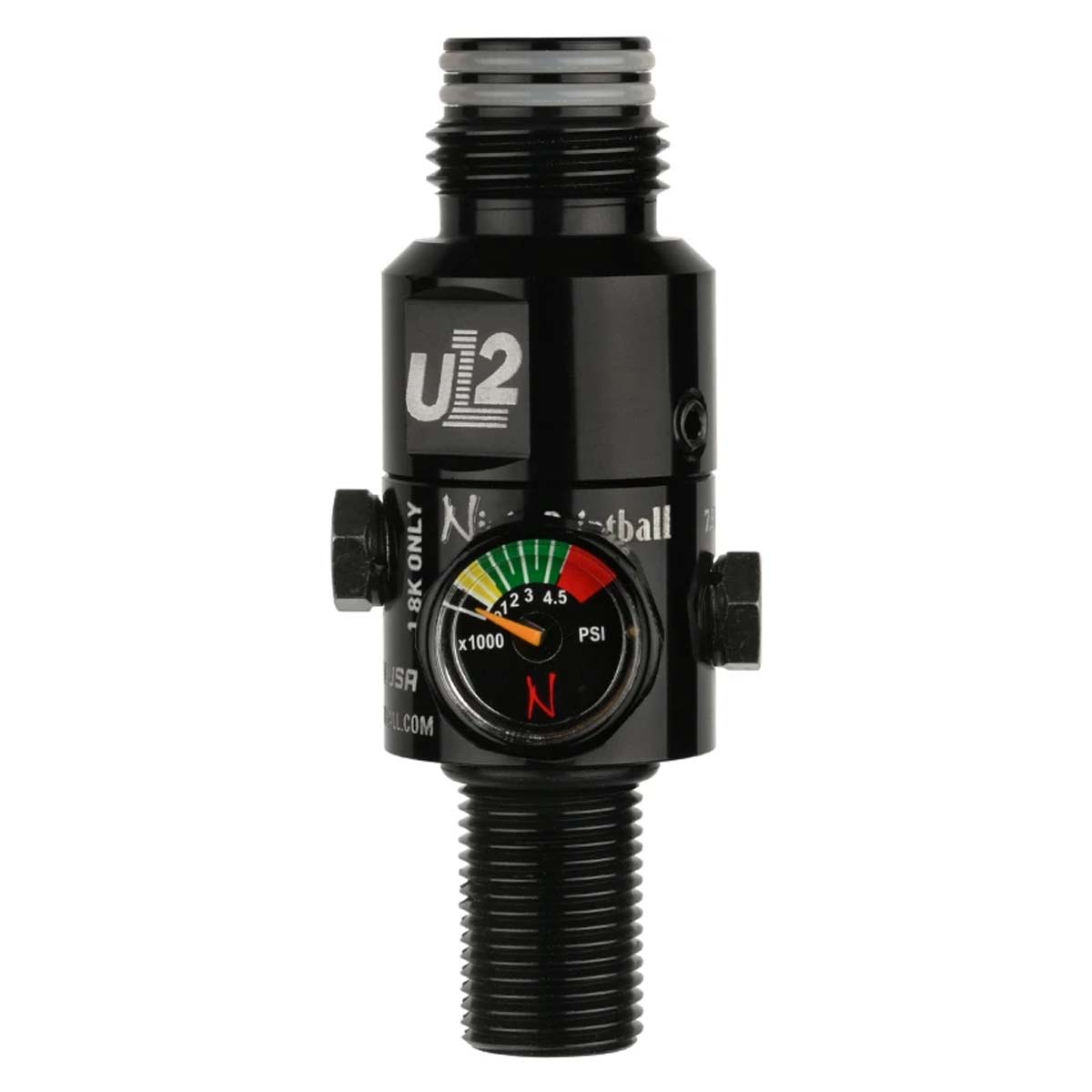 Ninja UL2 Air Tank Regulator 4500psi in the blackout color front view with gauge