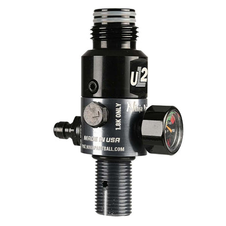 Angled view of the grey and black colored Ninja UL2 Air Tank Regulator 4500psi