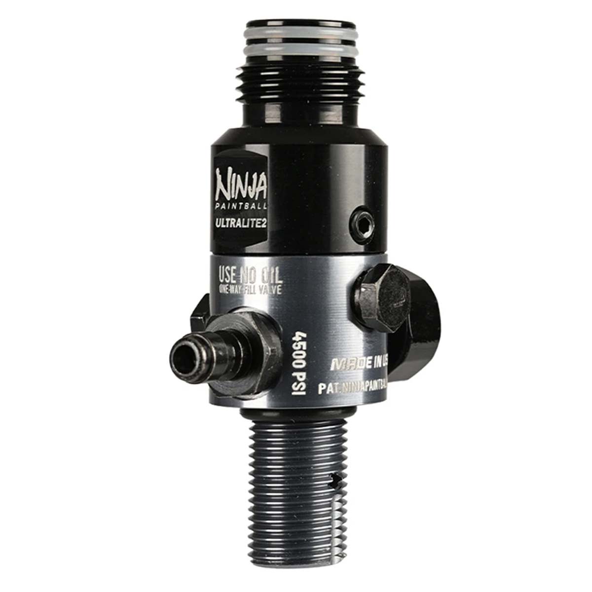 Back angled view Ninja UL2 Air Tank Regulator 4500psi in gray and black