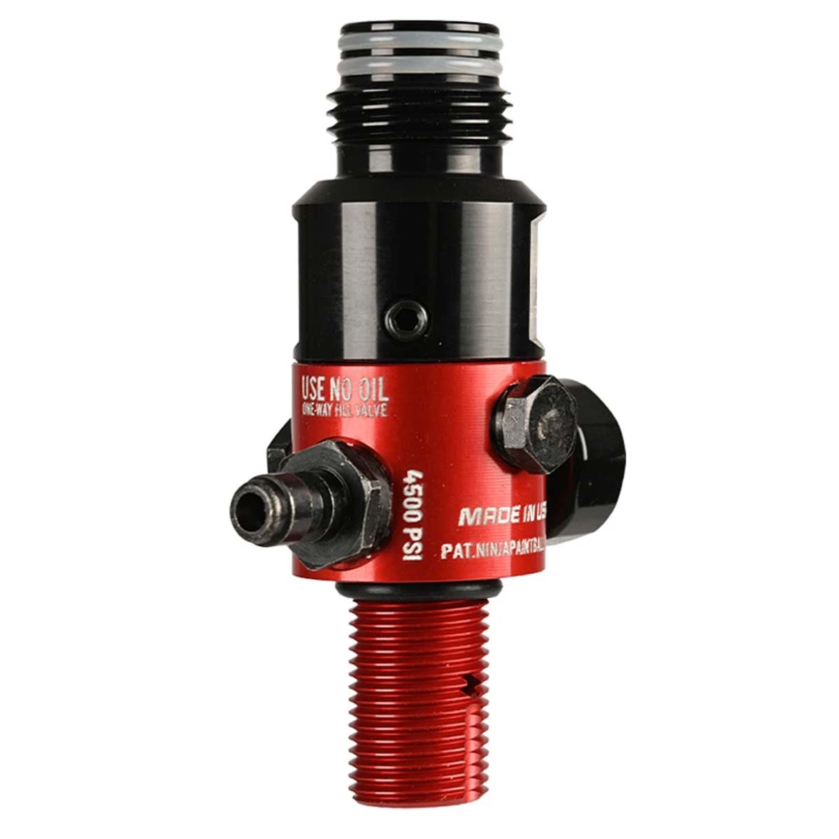 Rear view Ninja UL2 Air Tank Regulator 4500psi in the red black color