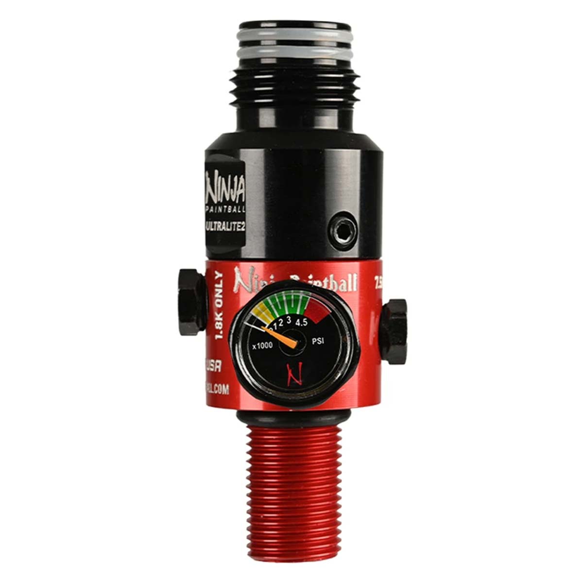 Ninja UL2 Air Tank Regulator 4500psi in the red color front view with gauge