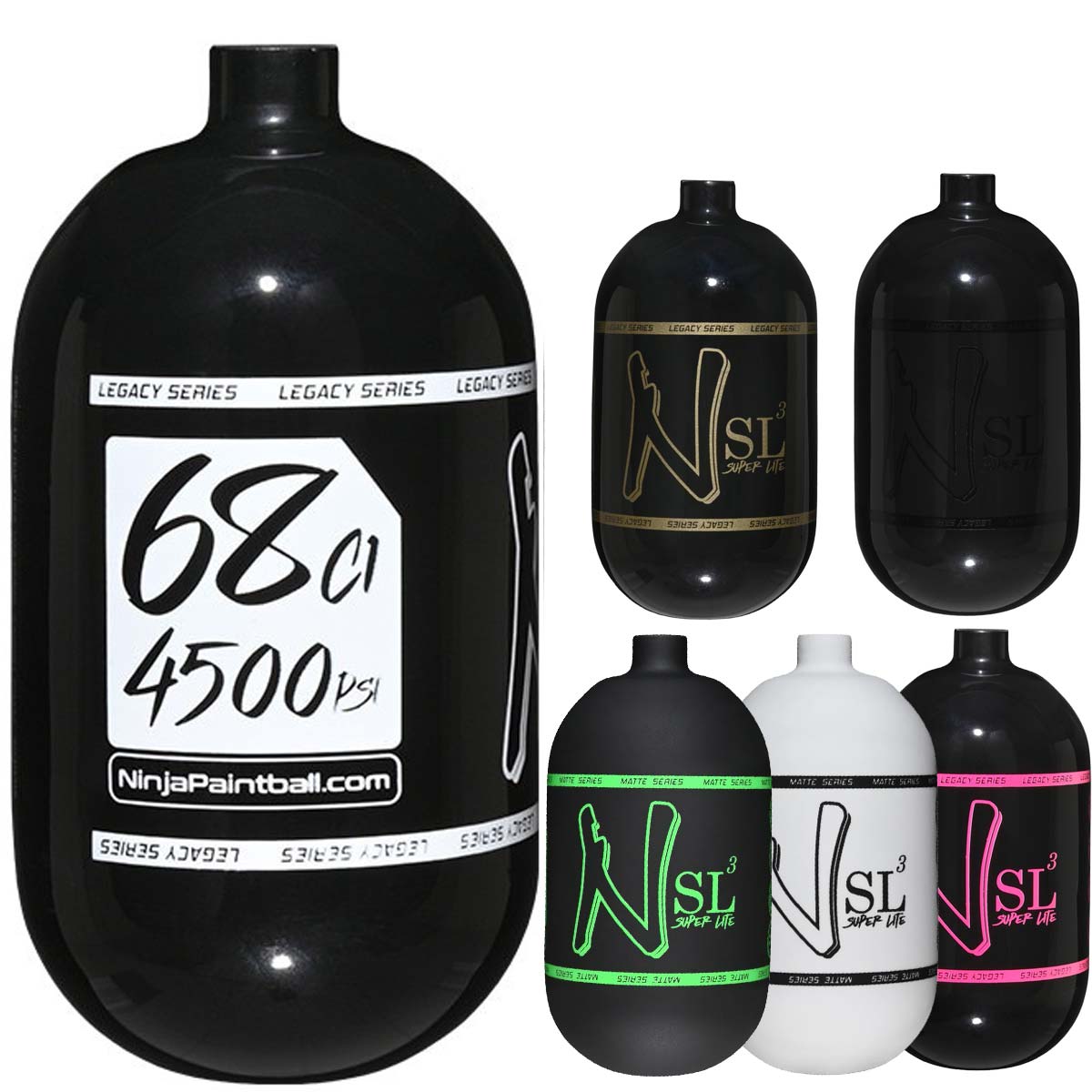 Ninja SL3 Carbon Fiber Paintball Tank (Bottle Only) 68ci 4500psi