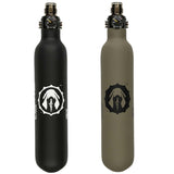 2 Compressed air tanks, one black and one FDE dark earth, Sicariis AER 15ci 4500psi Carbon Fiber Air Tank w/ First Strike Hero 2 Regulator